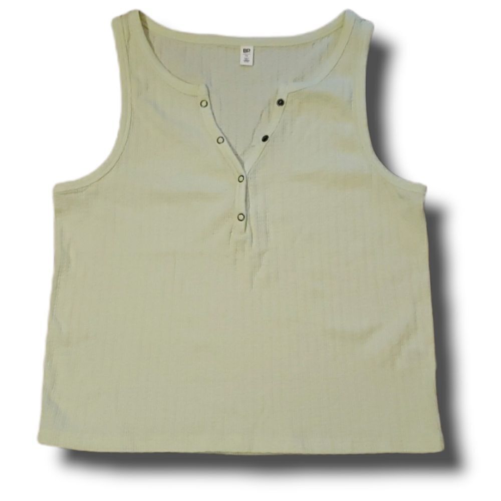NEW BP. Nordstrom Ribbed Henley Tank Button Down‎ Limecream Size 1X